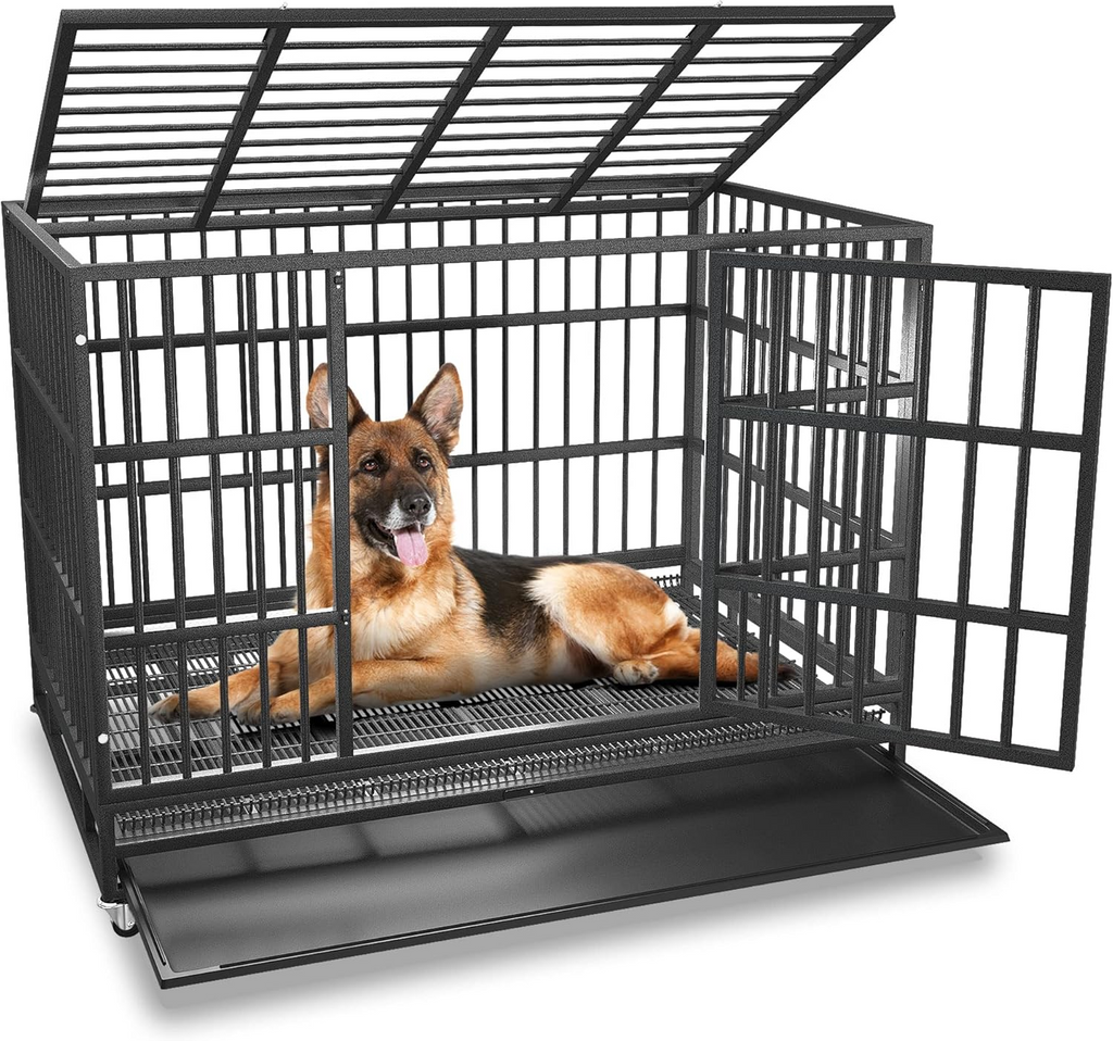 Heavy Duty Indestructible Dog Crate with Wheels