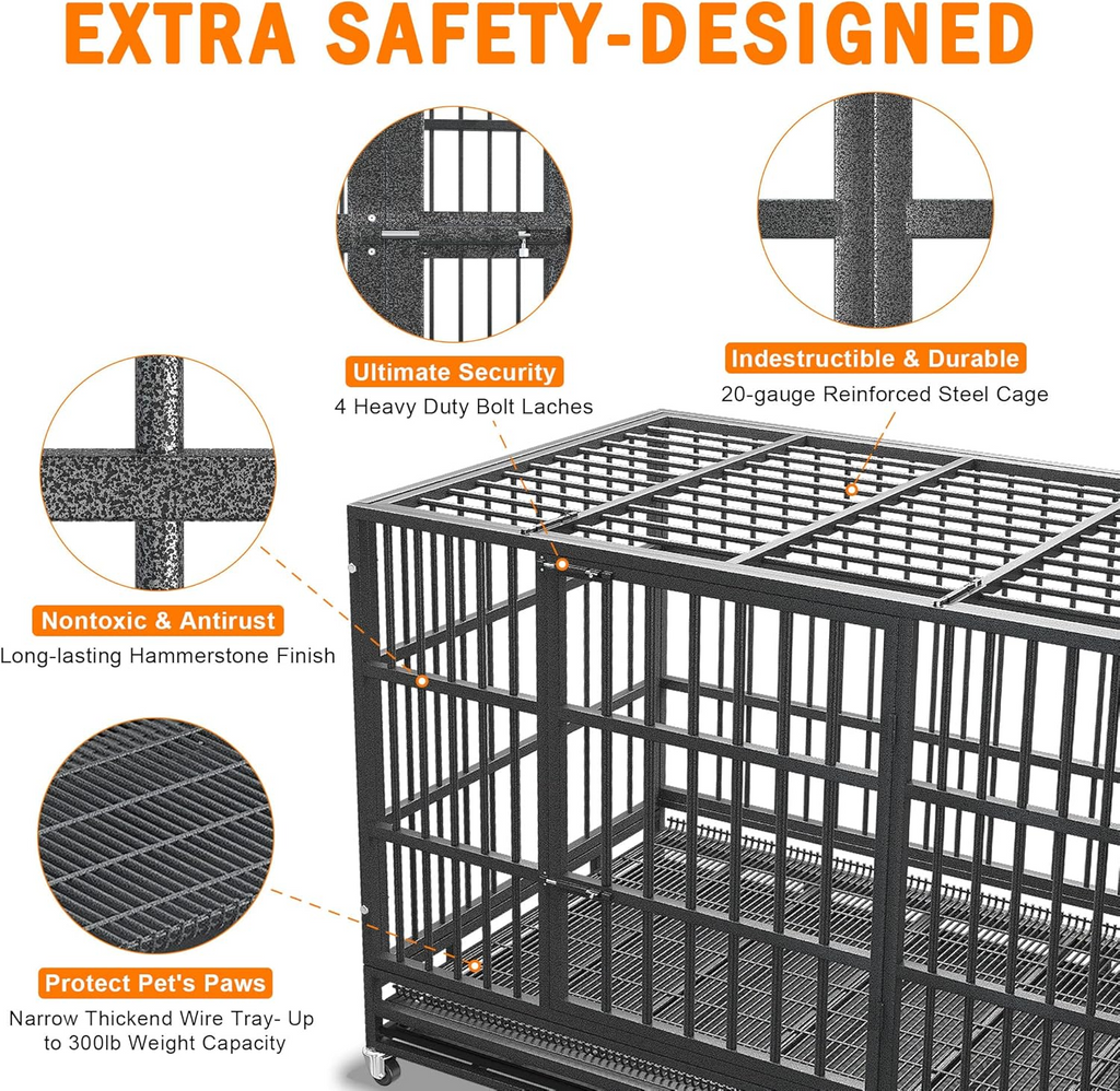 Heavy Duty Indestructible Dog Crate with Wheels