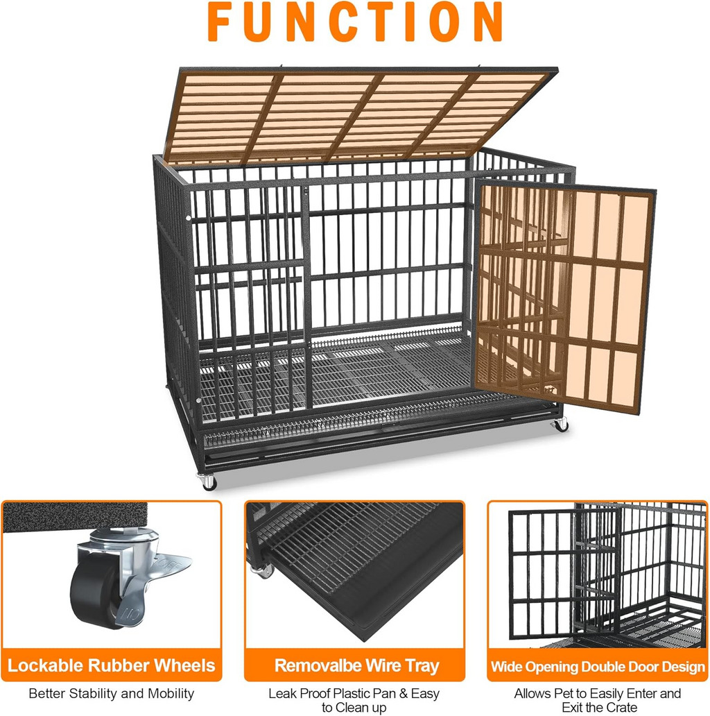Heavy Duty Indestructible Dog Crate with Wheels