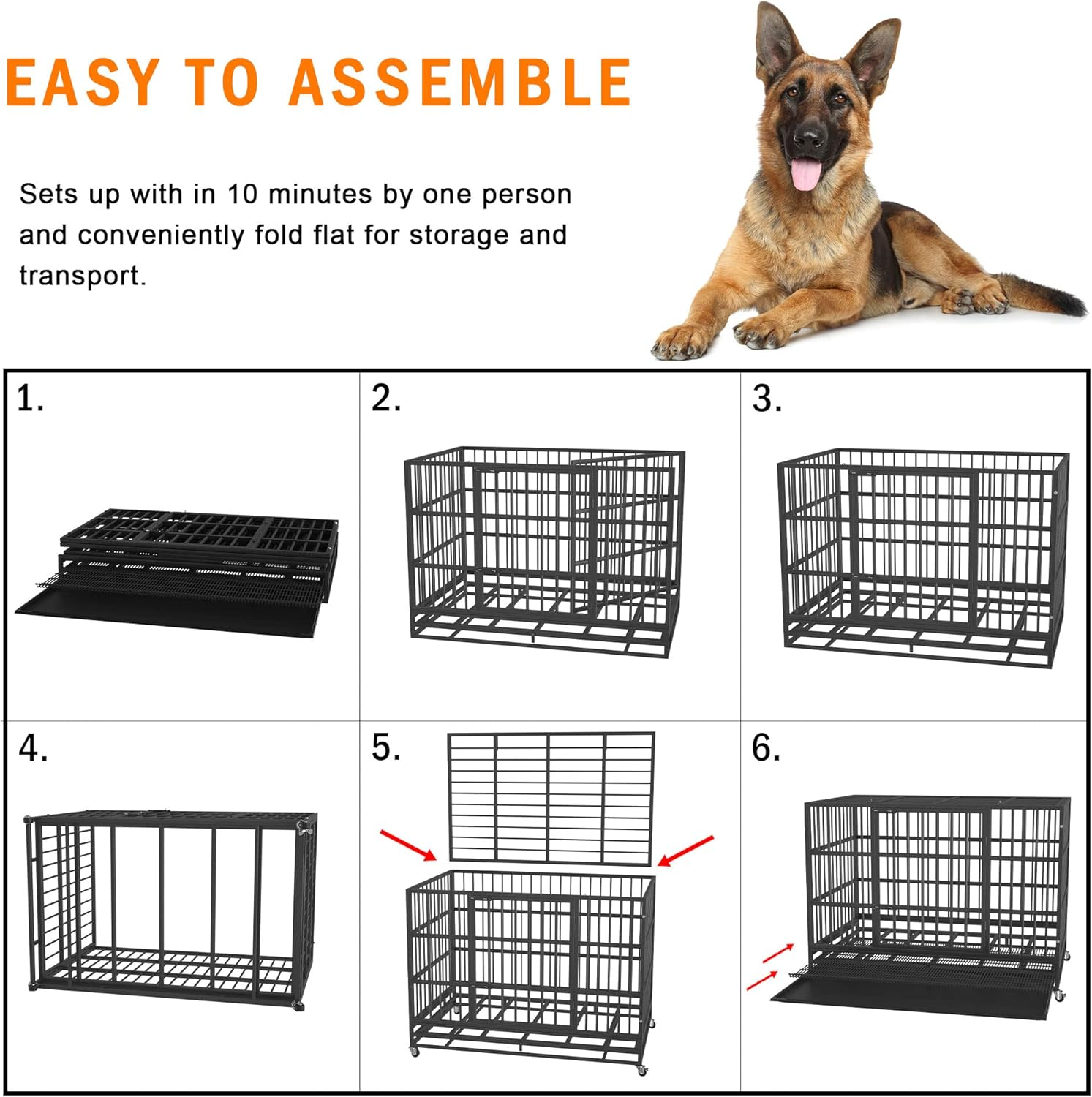Heavy Duty Indestructible Dog Crate with Wheels