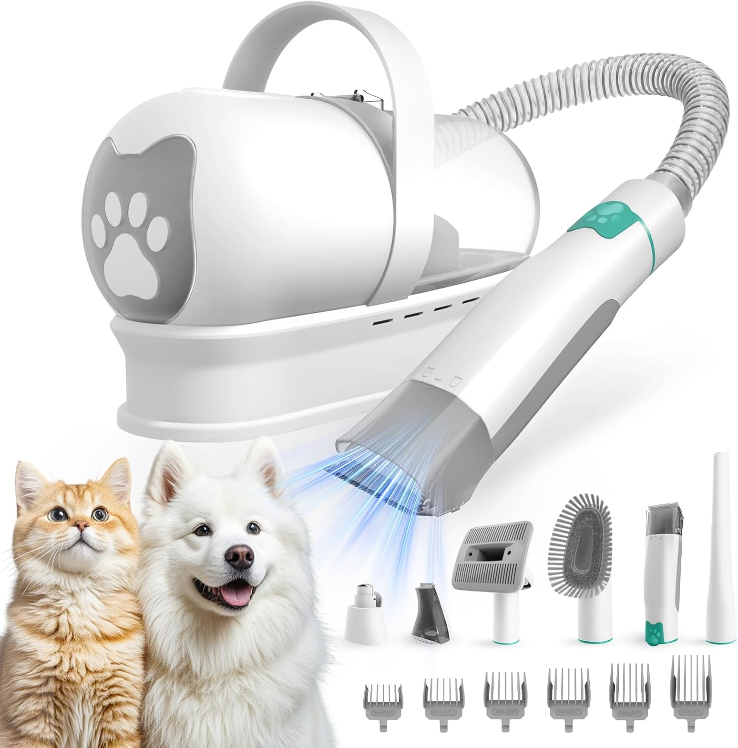 6-in-1 Pet Grooming Vacuum Kit with Clippers