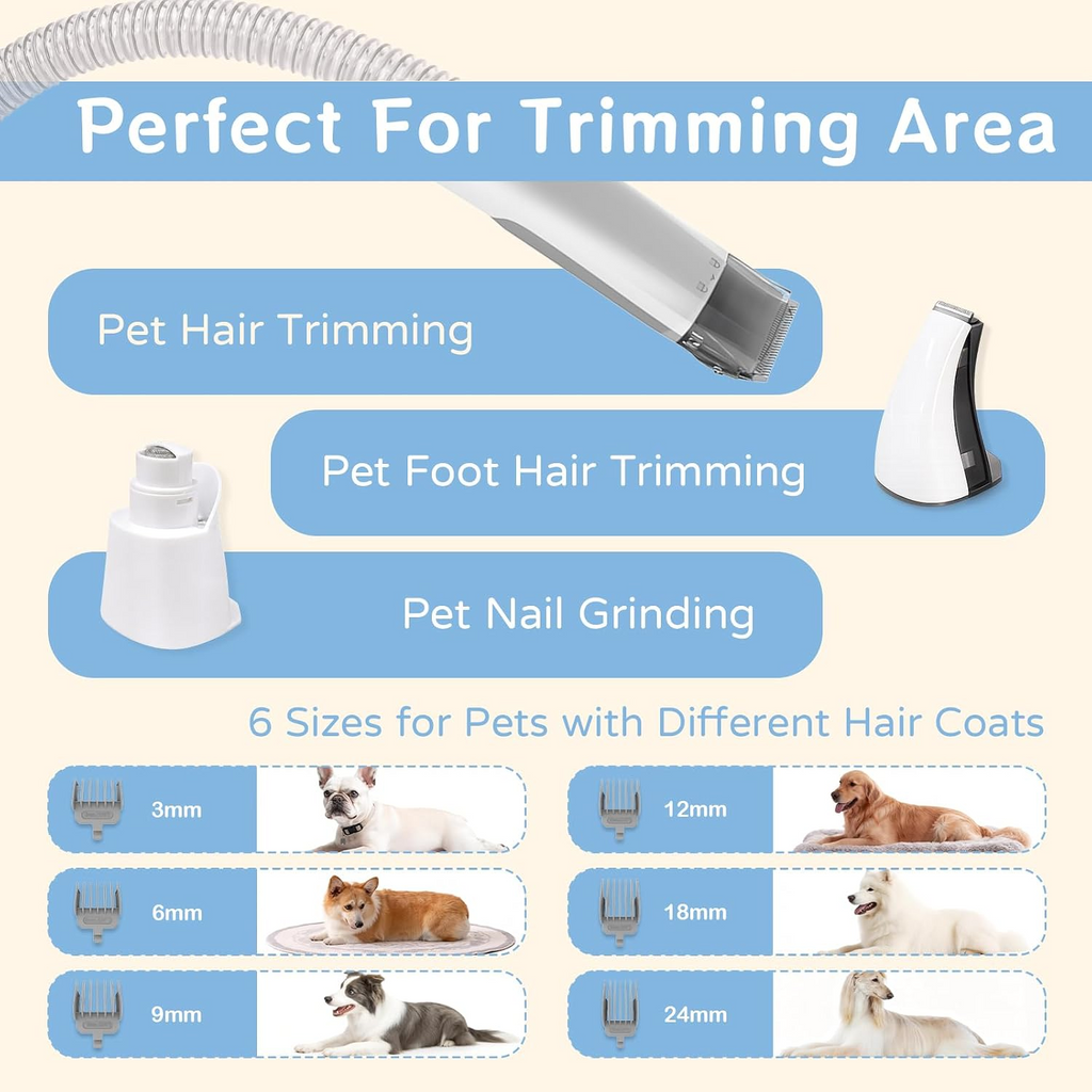 6-in-1 Pet Grooming Vacuum Kit with Clippers